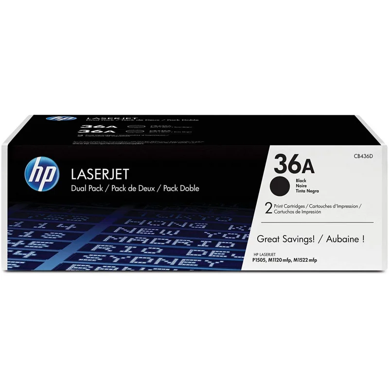 2x Toner HP LaserJet CB436A Noir