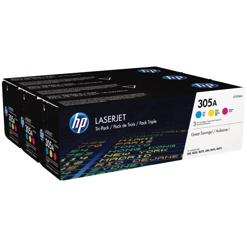 Pack de 3 toners HP 305A LaserJet cyan/magenta/jaune authentiques - HP - photo 2