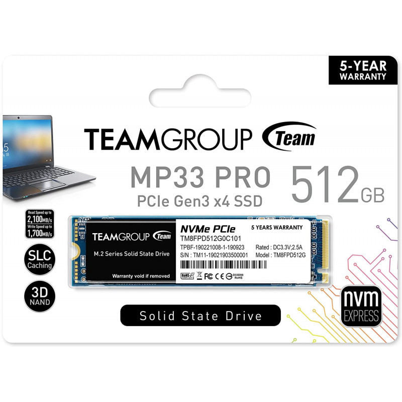 Disque Dur Interne SSD M.2 TeamGroup MP33 Pro / 512 Go - photo 1