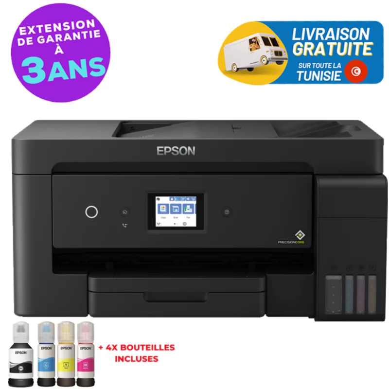 Imprimante à réservoir intégré Multifonctions 4 en 1 Epson EcoTank L14150 A3+ / Avec 1 kit complet de bouteilles d’encre Inclus