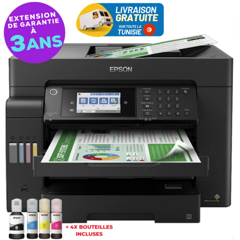 Imprimante à réservoir intégré Multifonctions 4 en 1 Epson EcoTank L15150 A3+ Avec 5 Bouteilles D'encre Incluses