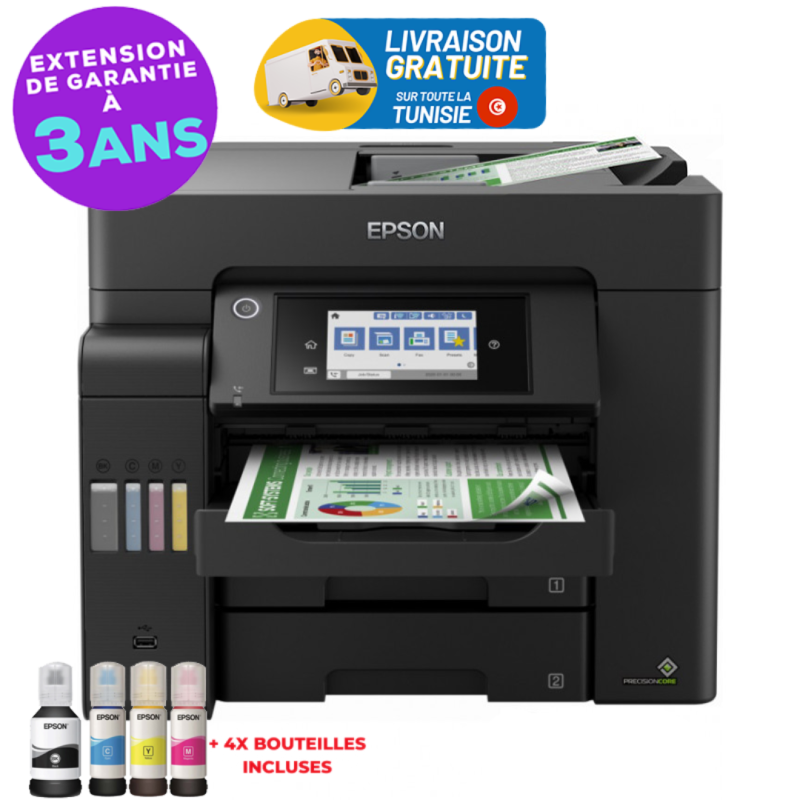 Imprimante à réservoir intégré Multifonctions 4 en 1 Epson EcoTank L6550 + 4 Bouteilles d'encre Incluses - Epson - photo 1