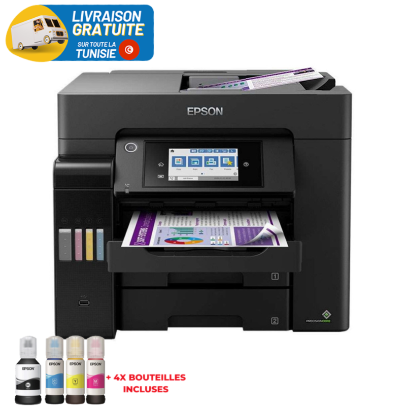 Imprimante à réservoir intégré 4en1 couleur Epson ECOTANK L6570 / Wifi + 4 Bouteilles D'encre Incluses - Epson - photo 1