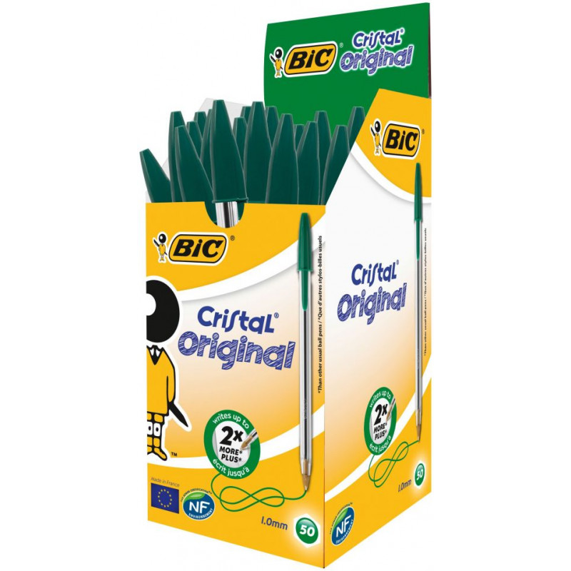 50x Stylos à bille Cristal Medium BIC / Vert