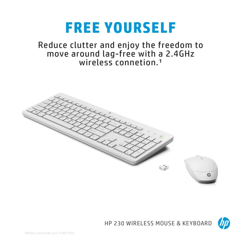 Ensemble Clavier et Souris Sans Fil HP 230 QWERTY / Blanc - HP - photo 3