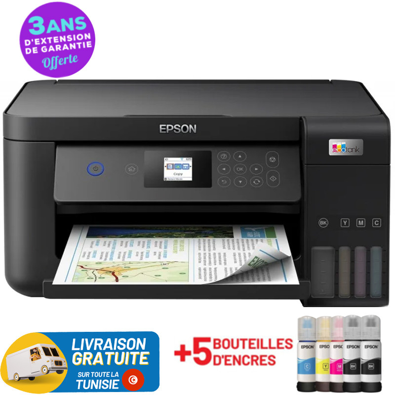Imprimante Multifonction à réservoir intégré 3en1 couleur Epson ECOTANK L4260 / A4 /  WiFi + 5 Bouteilles d'encres Epson Incluses - Epson - photo 1