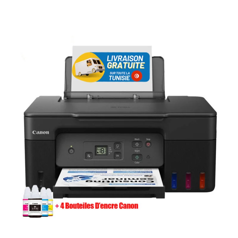 Imprimante Multifonction Canon G2470 PIXMA JET D'ENCRE Couleur 3en1 + 4 Bouteilles d'encre Canon