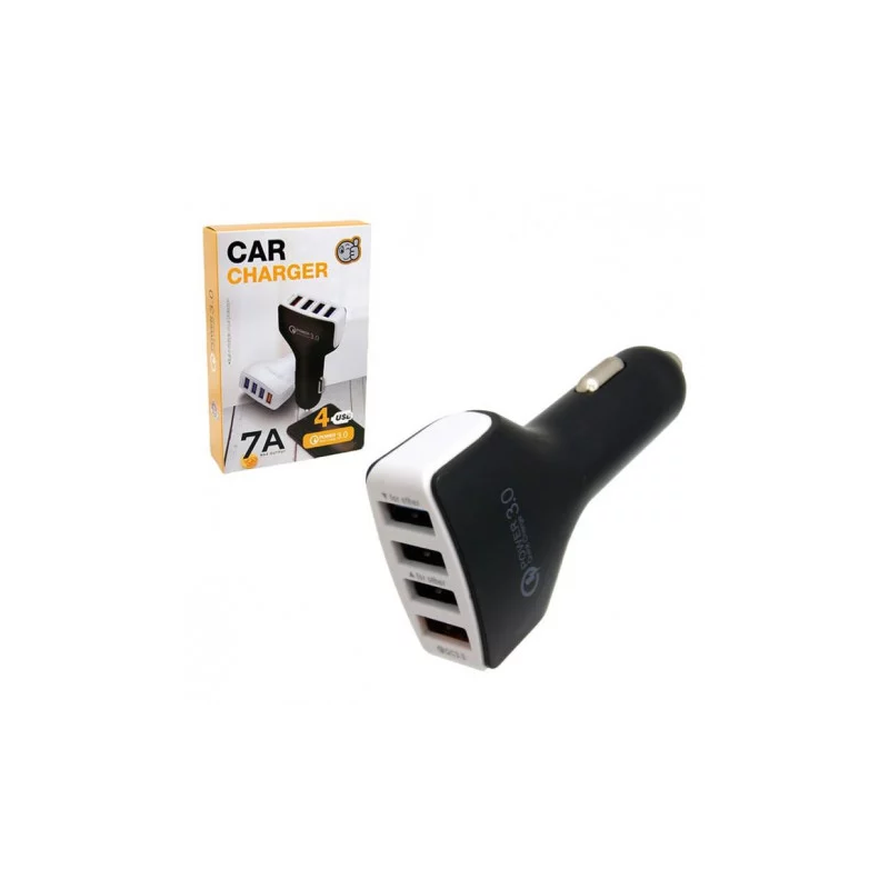 Chargeur Allume-cigare de voiture 48 W / 4X USB / 7A / Noir - photo 1