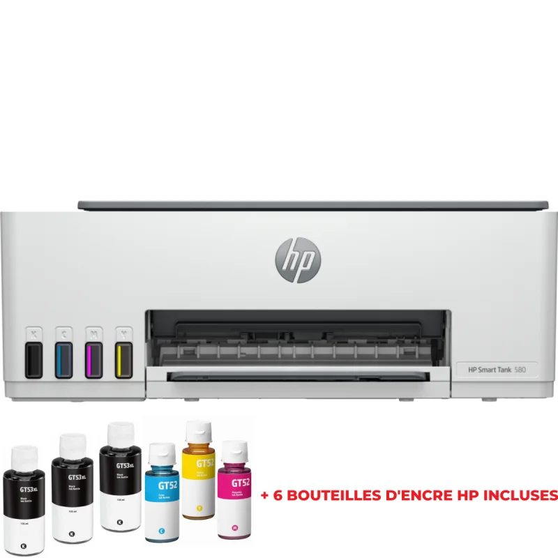 Imprimante HP 580 Smart Tank COULEUR 3EN1 / WIFI + 6 Bouteilles d'encre HP