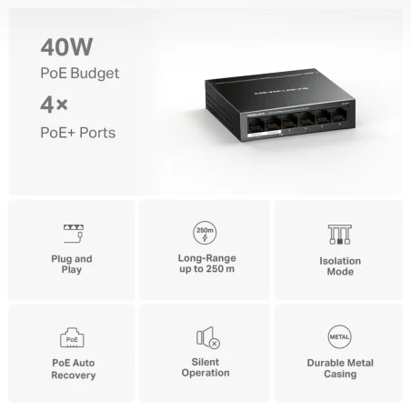 Switch De Bureau Mercusys TL-MS106LP / 6 PORTS 10/100Mbps / Avec 4 ports PoE+ - photo 11