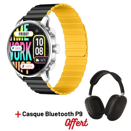 MONTRE CONNECTÉE Kieslect Smart Calling Watch Kr2 / Noir Avec Casque Bluetooth P9 Noir - photo 6