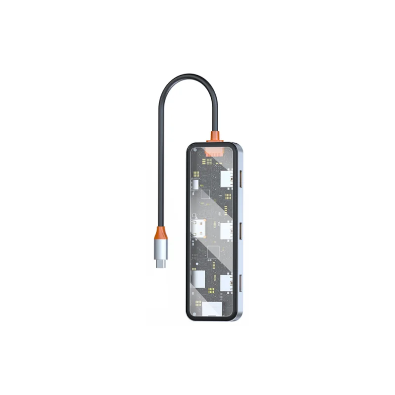 Station d'accueil WIWU CYBER 8 EN 1 USB-C TRANSPARENT / GRIS