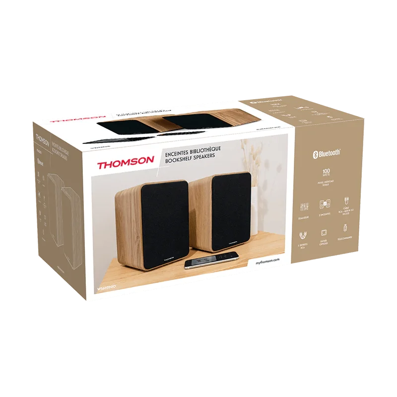SET 2 ENCEINTES BOIS CLAIR THOMSON 100 Watts