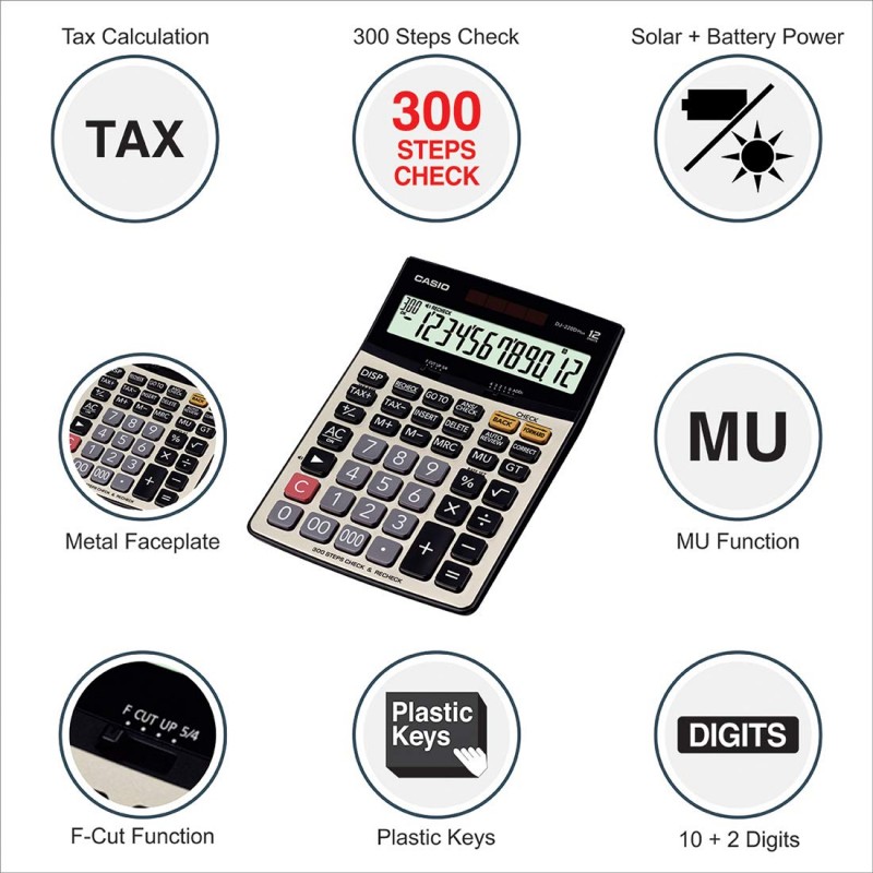 Calculatrice de bureau 12 chiffres Casio DJ-220D Plus