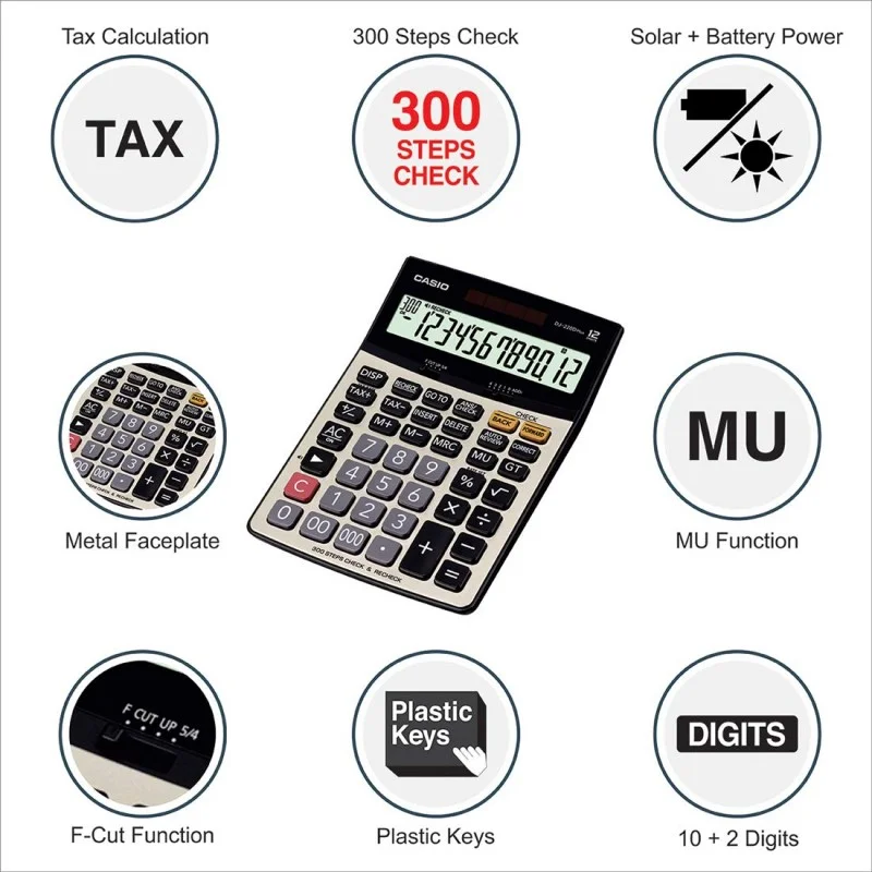 Calculatrice de bureau 12 chiffres Casio DJ-220D Plus