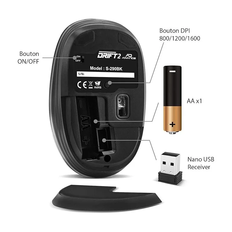 Souris sans fil Advance Drift 2 / Noir - photo 4