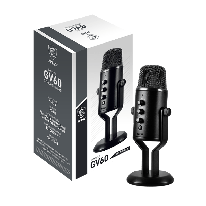 Microphone Gaming MSI IMMERSE GV60 STREAMING MIC / Noir - MSI - photo 1
