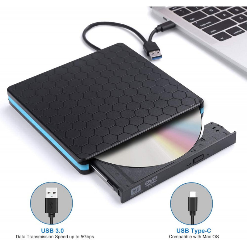 LECTEUR GRAVEUR CD ET DVD EXTERNE USB 3.0 ET USB TYPE C - photo 2