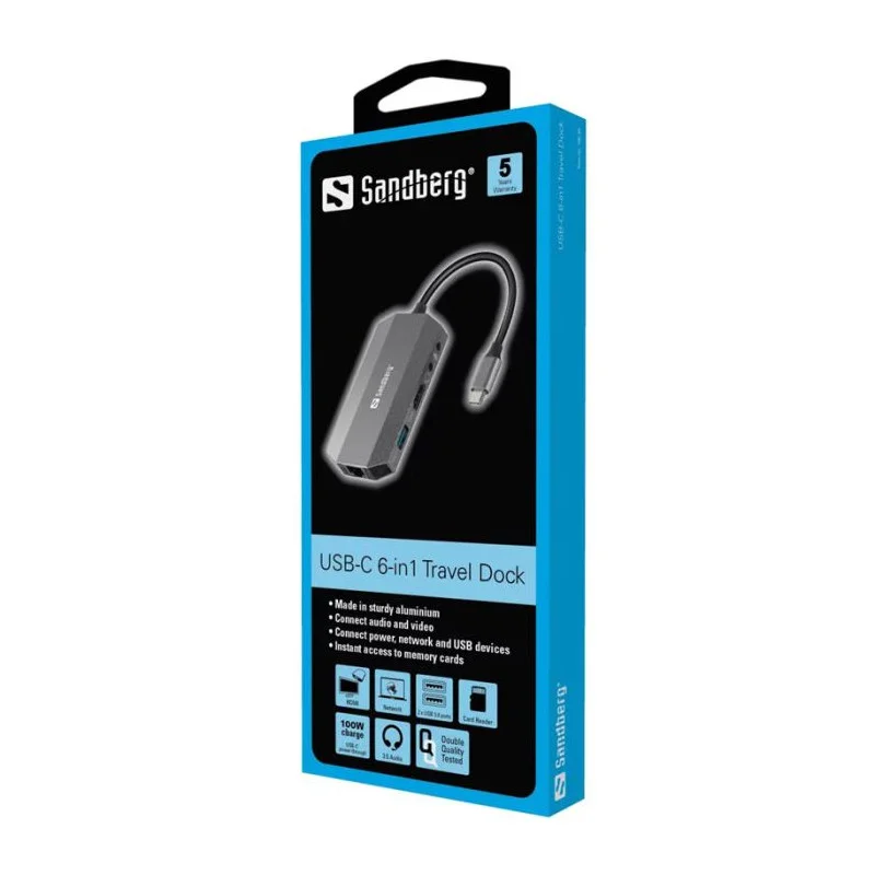 STATION D'ACCUEIL SANDBERG DOCK USB-C 6 IN 1 - photo 3