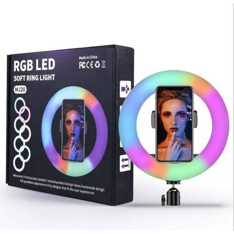 Selfie Ring Light 360° + tripode  / RGB / Noir - photo 1