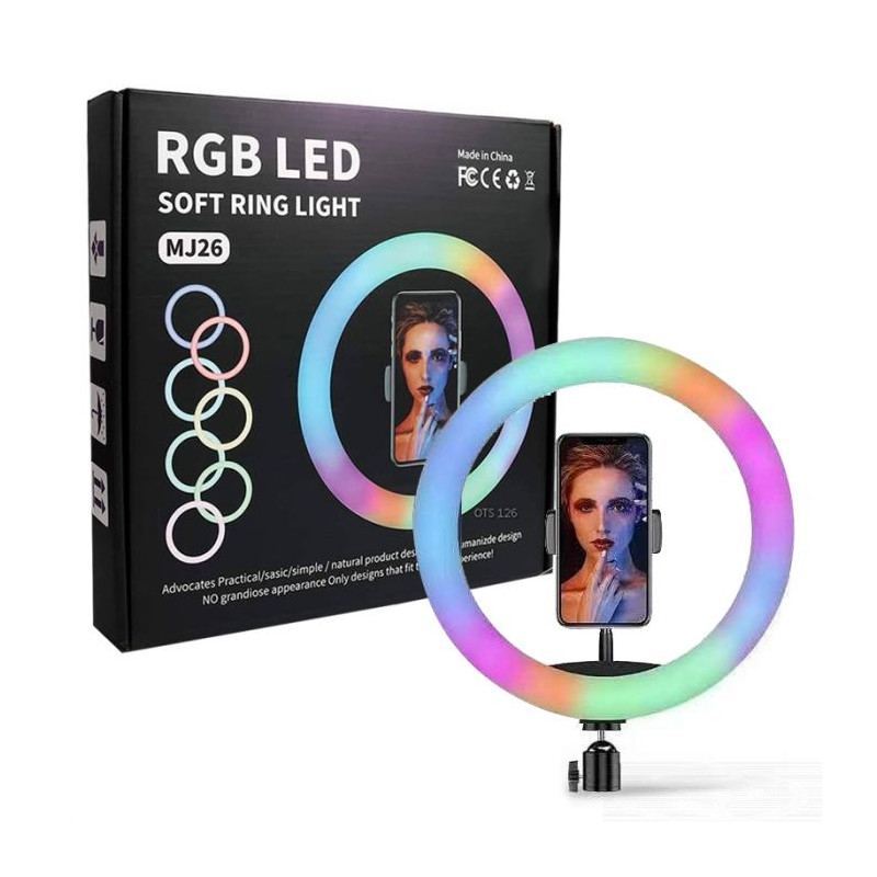 Selfie Ring Light 360° + tripode  / RGB / Noir - photo 3