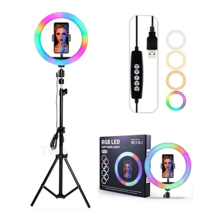 Selfie Ring Light 360° + tripode  / RGB / Noir - photo 7