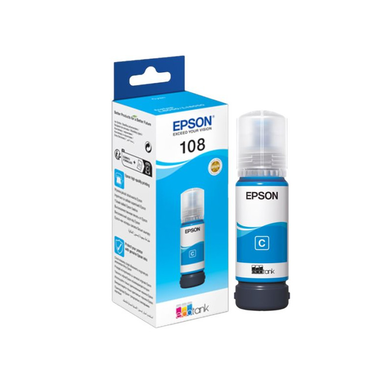 Bouteille d'encre Originale EPSON ECOTANK 108 / CYAN - Epson - photo 1