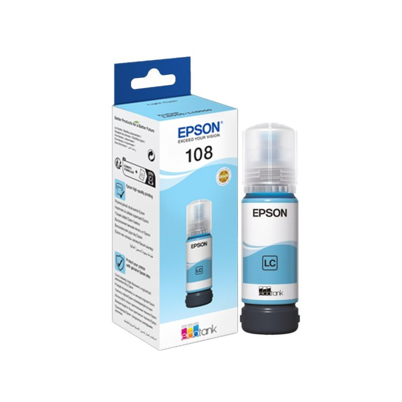 Bouteille d'encre Originale EPSON ECOTANK 108 / CYAN LIGHT - Epson - photo 2