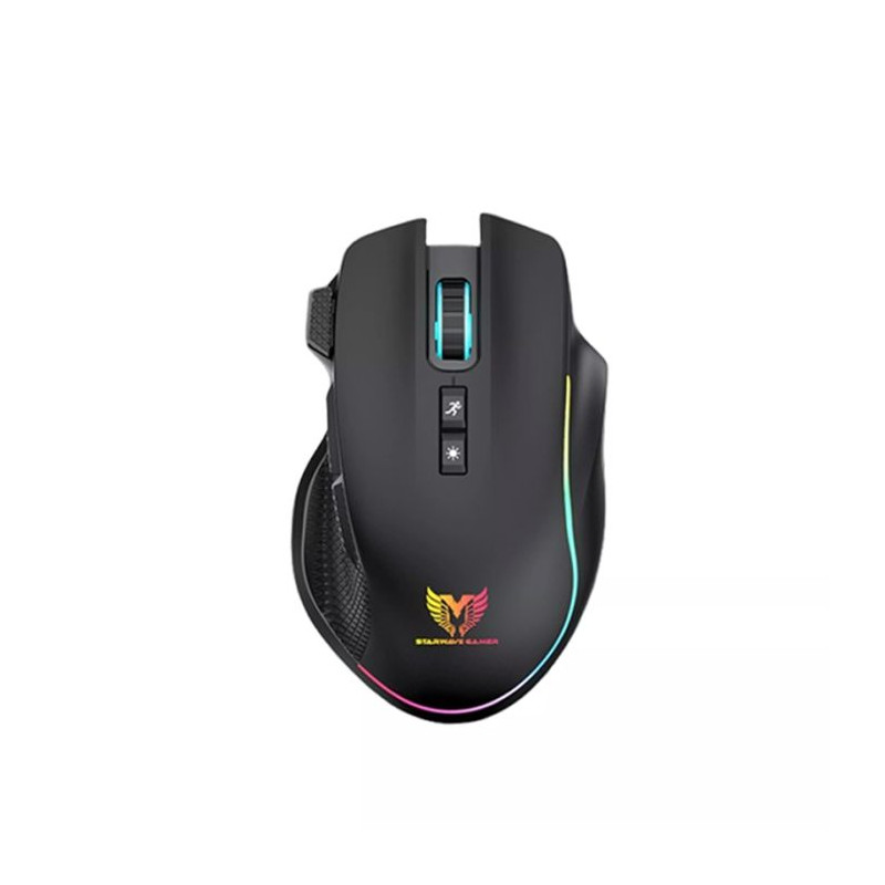 SOURIS GAMER SANS FIL STAR WAVE GM1076 RÉTROÉCLAIRAGE RAINBOW / NOIR - photo 1