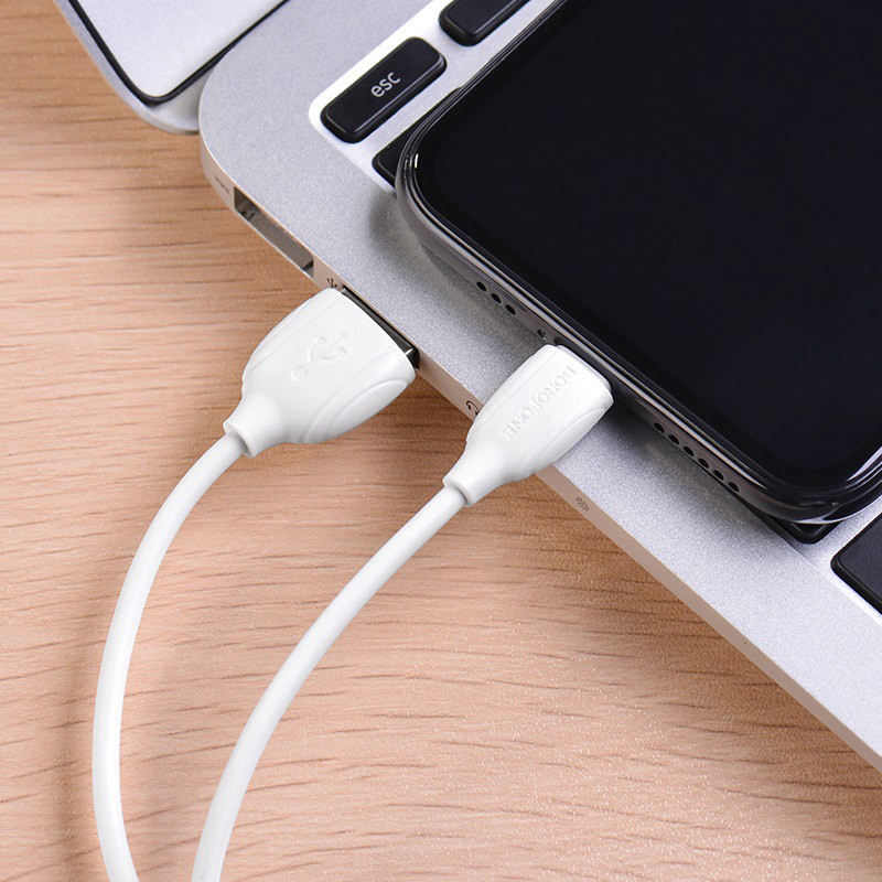 Câble Chargeur USB vers Lightning BOROFONE BX19 / 2.4A / Blanc - photo 3
