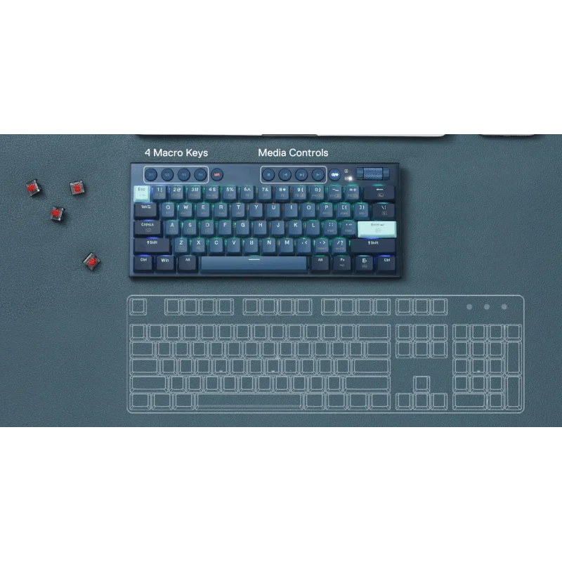 Clavier Gamer Mécanique Redragon NOCTIS K632 PRO RGB / Red Switch / BLEU - Redragon - photo 5