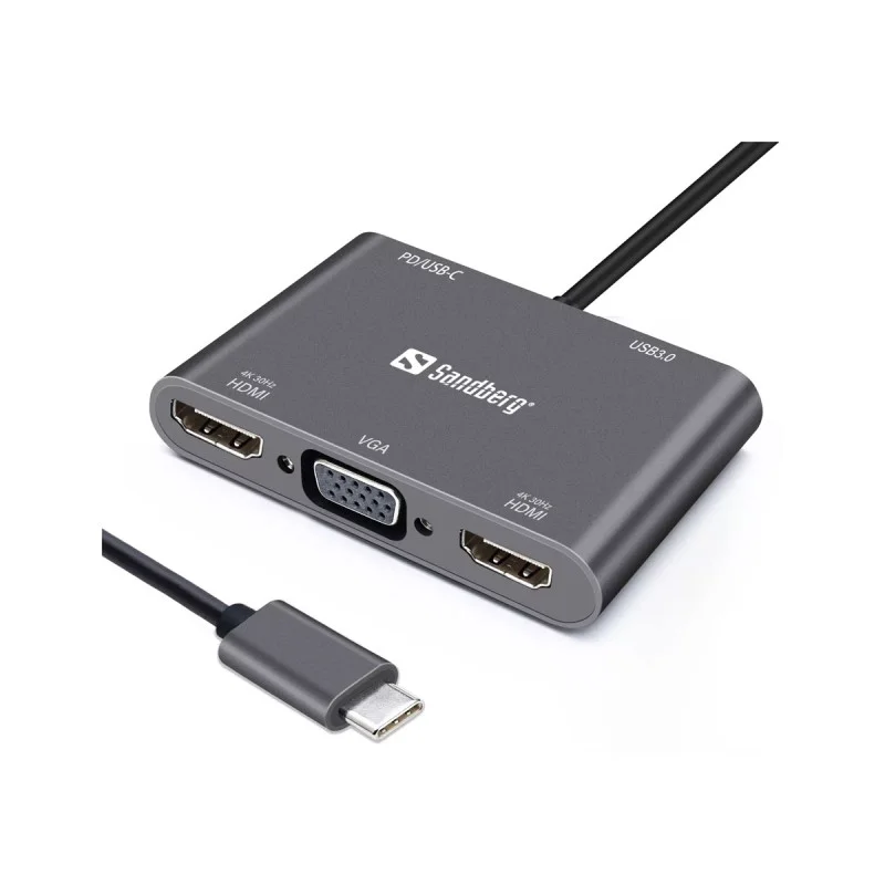 Station d'accueil SANDBERG Dock USB-C / Gris - photo 1