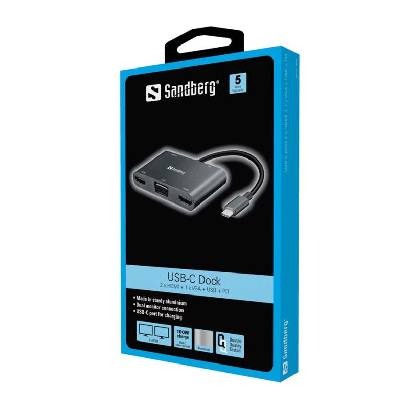 Station d'accueil SANDBERG Dock USB-C / Gris - photo 2