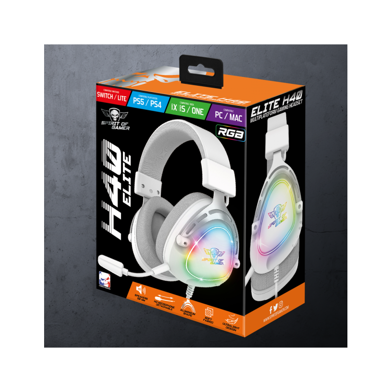 Casque Micro Gaming Spirit of Gamer ELITE H40 ARTIC / RGB / Blanc - Spirit of Gamer - photo 2