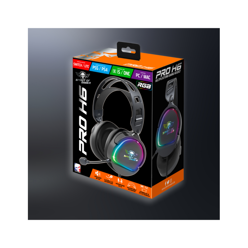 Casque Micro Gaming Spirit of Gamer PRO-H6 DARK / RGB / Noir - Spirit of Gamer - photo 3