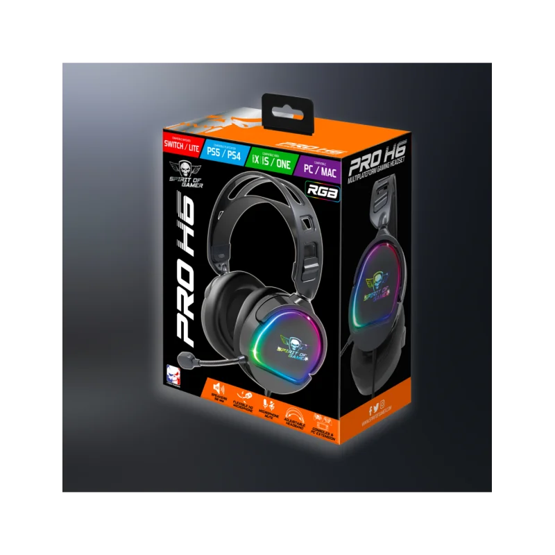 Casque Micro Gaming Spirit of Gamer PRO-H6 DARK / RGB / Noir - Spirit of Gamer - photo 3