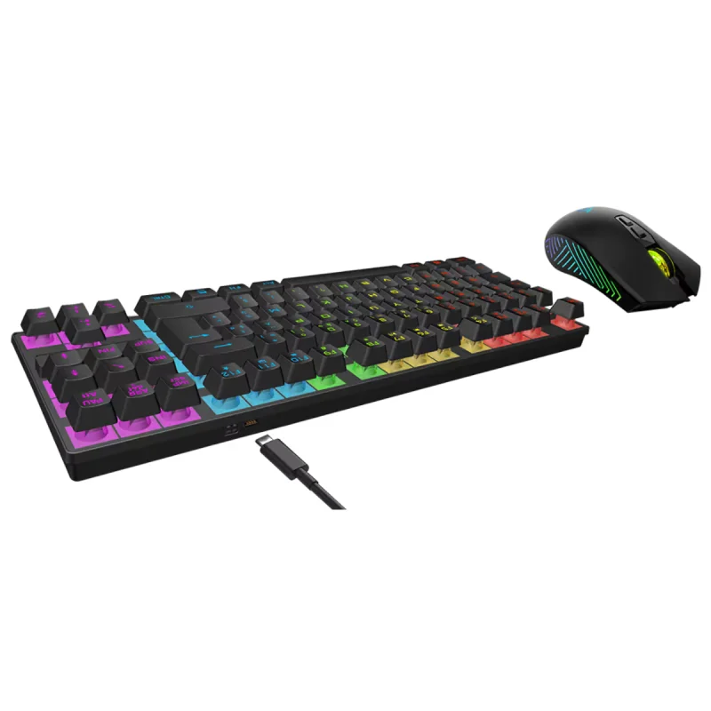 Ensemble Clavier et Souris Gaming Sans Fil Akuma Sentai C03wl / USB / Noir - photo 2