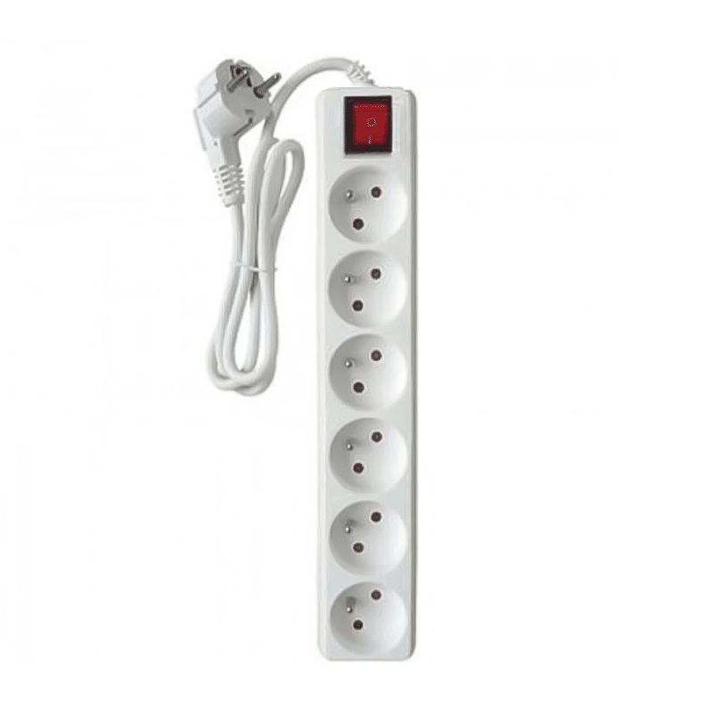 Multiprise SOMEF 6 Modules Avec Interrupteur 5 M - Blanc - photo 2