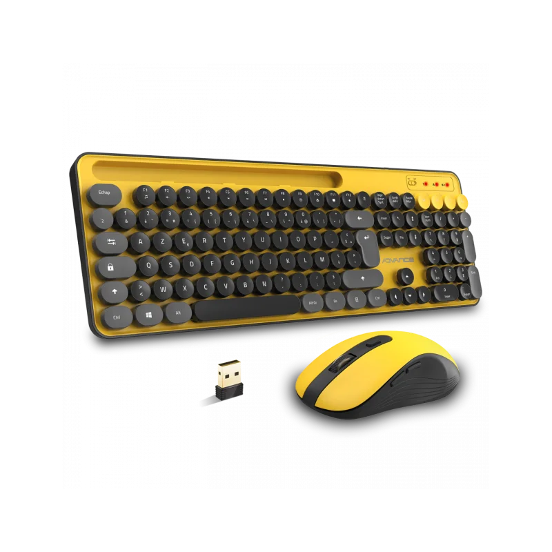 Ensemble Clavier et Souris Sans Fil Advance Pep's / Jaune