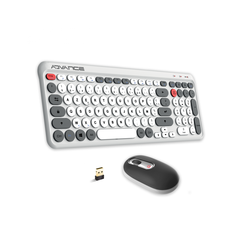Ensemble Clavier et Souris Sans Fil Advance ERGOSTYLE / Blanc - photo 1