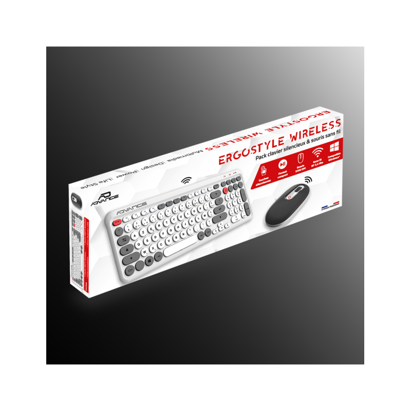Ensemble Clavier et Souris Sans Fil Advance ERGOSTYLE / Blanc - photo 2