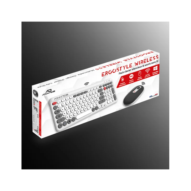 Ensemble Clavier et Souris Sans Fil Advance ERGOSTYLE / Blanc - photo 2