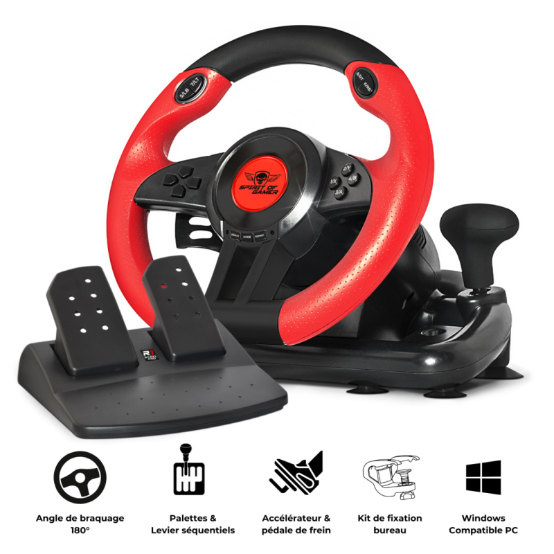 Volant De Course SPIRIT OF GAMER PRO 1 PC / Noir & Rouge - Spirit of Gamer - photo 1