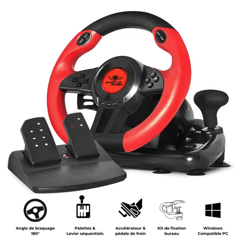 Volant De Course SPIRIT OF GAMER PRO 1 PC / Noir & Rouge - Spirit of Gamer - photo 1