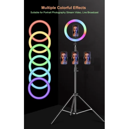 Selfie Ring Light 36CM -RGB + tripode 2M + COMMANDE BT - photo 14