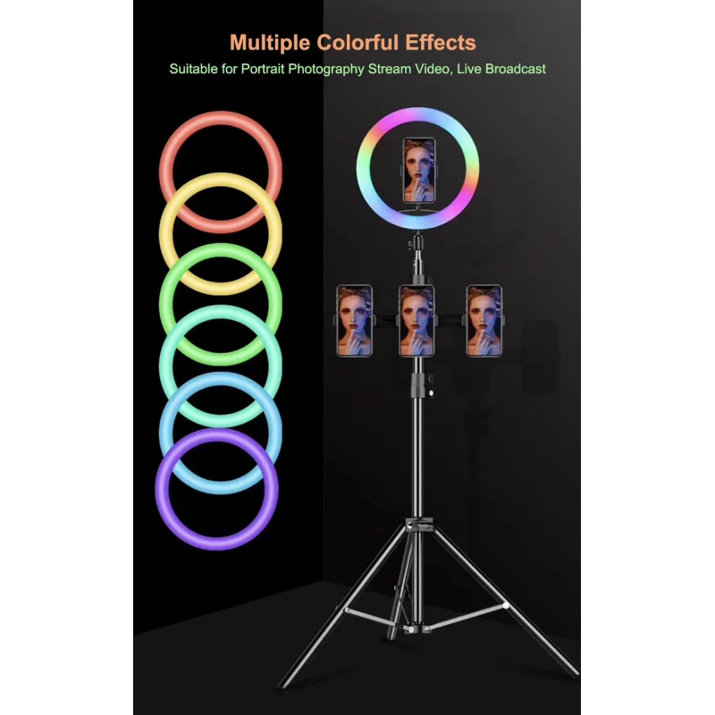 Selfie Ring Light 36CM -RGB + tripode 2M + COMMANDE BT - photo 5