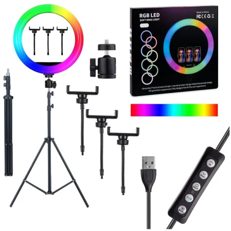Selfie Ring Light 36CM -RGB + tripode 2M + COMMANDE BT - photo 7