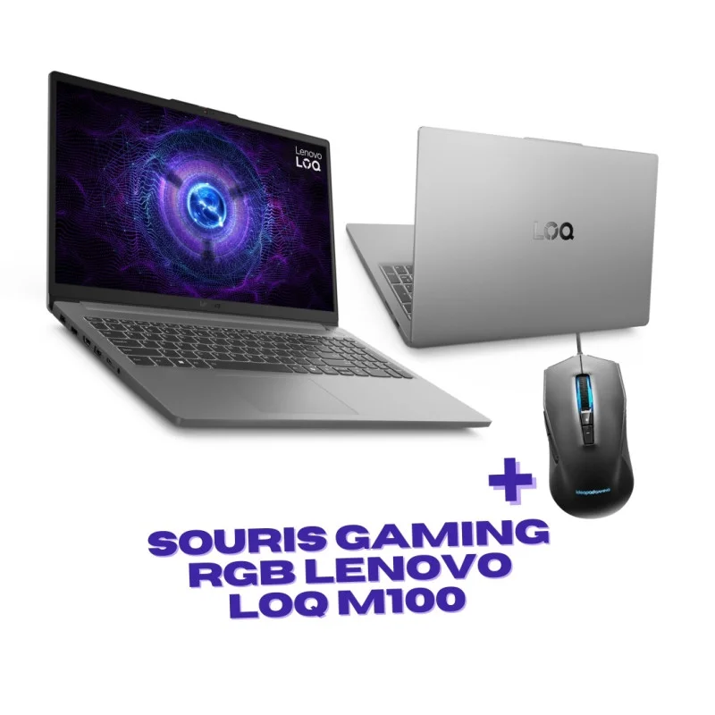 PC Portable Gamer Lenovo LOQ 15IAX9E / i5-12450HX / RTX 2050 4G / 32 Go DDR5 / 512 Go SSD / Windows 11 / Gris - Lenovo - photo 1