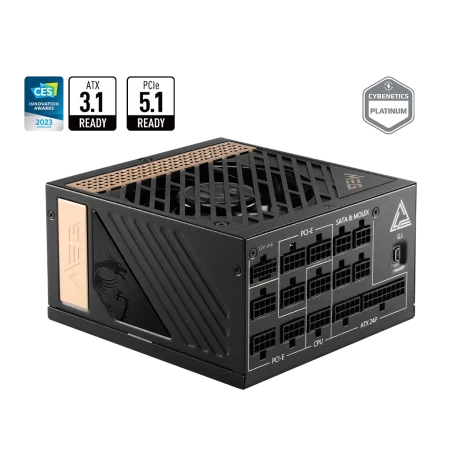 Boîte d'alimentation MSI MEG Ai1300P PCIE5 / 1300 Watts / 80 PLUS Platinum / ATX / Noir - MSI - photo 7
