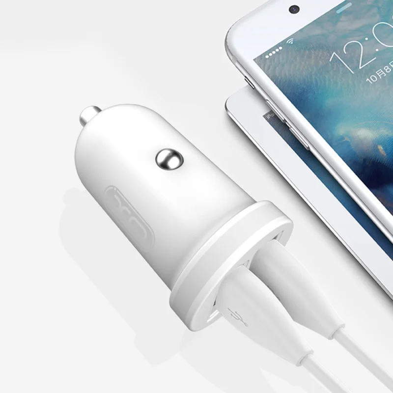 chargeur voiture XO TZ08 2x USB 2,1A blanc + câble microUSB - photo 2